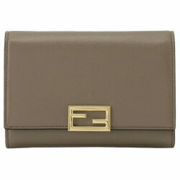Fendi Baguette Wallet Compact Gray FF Bifold - Picture 1 of 3